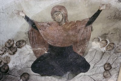 レイチェル、子供たちを悼む、聖デメトリウス教会、1375-76年 作： Serbian School