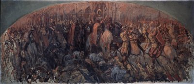 1380 年 9 月 8 日のクリコヴォの戦い (9 月 8 日のクリコヴォの戦い) 作： Sergei Alexeyevich Korovin