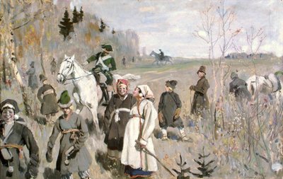 皇帝ピーター大王の時代の狩猟、1907 作： Sergei Arsenevich Vinogradov