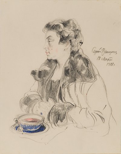 Jevdokia Sergeyevna Morozova 1885-1959、1918の肖像 作： Sergei Arsenevich Vinogradov