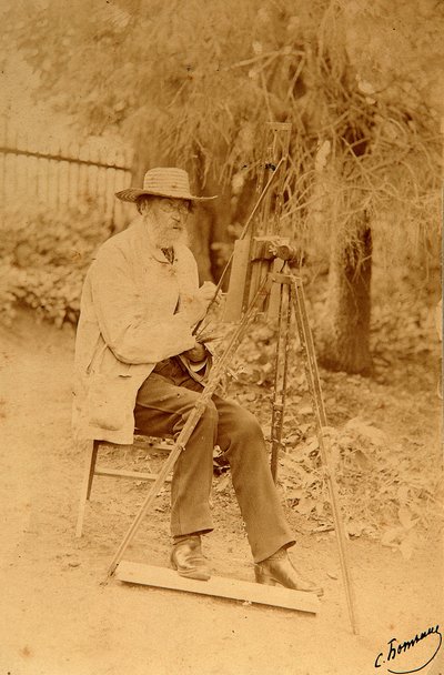 詩人ヤコフ・ペトロヴィッチ・ポロンスキー(ヤコフ・ペトロヴィッチ・ポロンスキー)(1819-1898)のイーゼルの肖像画。 アルブミン Photo by Sergei Dmitrievich Botkin (1869-1945) 作： Sergei Dmitrievich Botkin