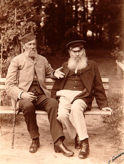Yakov Polonsky と Afanasy Fet、ロシアの詩人、c1890。 作： Sergei Dmitrievich Botkin