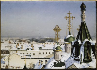 モスクワ絵画学校の窓からの眺め、建築を彫刻 - セルゲイ・イワノビッチ・スヴェトスラフスキー（スヴェトスラフスキー）（1857-1931）による絵画、キャンバスに油彩 作： Sergei Ivanovich Svetoslavsky