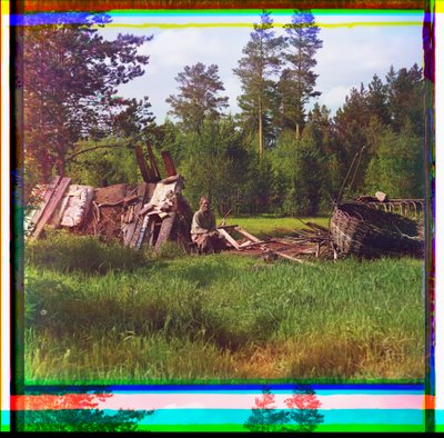 入植者の小屋、ウラル山脈地域、ロシア 作： Sergei Mikhailovich Prokudin Gorskii