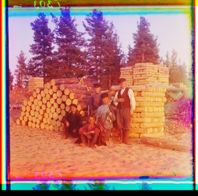 ウッドカッター、スビル川、ボルガ・バルト海水道、ロシア 作： Sergei Mikhailovich Prokudin Gorskii