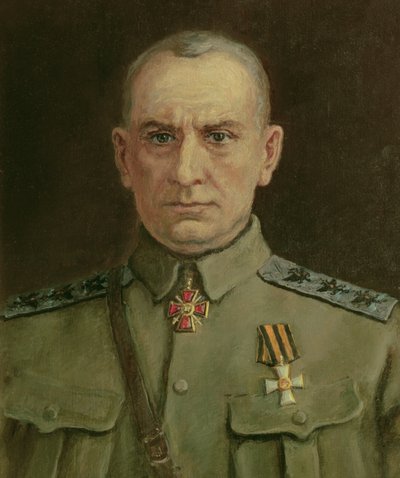 最高支配者とロシアの提督A.コルチャク（1874-1920）（キャンバスに油彩） 作： Sergei Varlenovich Pen