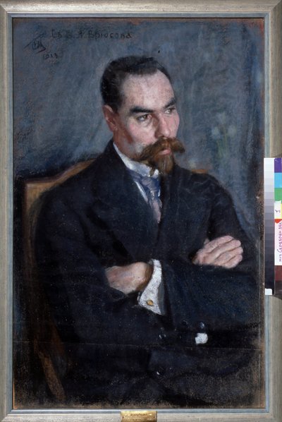 ポートレート・デュ・ポエテ・ヴァレリー・イアコブレビッチ・ブリウソフ (1873-1924) (詩人ヴァレリー・ブリューソフの肖像)。 Oeuvre Sergei Vasilyevich Malyutin (Serguei Malioutine) (1859-1937)、パステル シュル パピエ 作： Sergei Vasilievich Malyutin