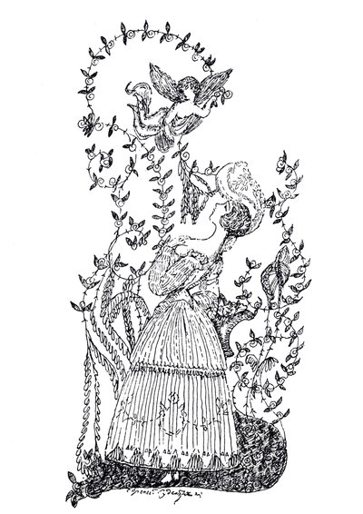 S.マコフスキー作「青いバラ」をエッセイするイラスト、1907年 作： Sergei Yurievich Sudeykin