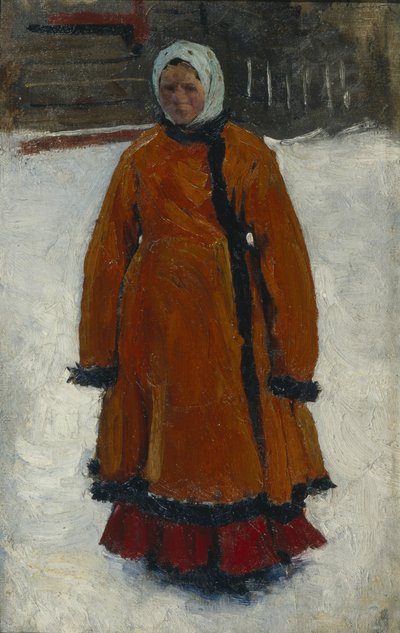 赤い毛皮のコートを着た少女、1903-1906年 作： Sergej Vasilevic Ivanov