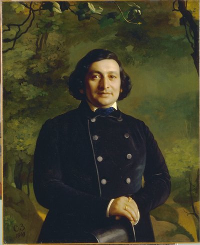 オペラ歌手オシップ・アファナシエビッチ・ペトロフ (1806-1878) の肖像。 Sergey (Sergei, Sergei) Konstantinovich Zaryanko (Zarianko) (1818-1870) による絵画、キャンバスに油彩 作： Sergey Konstantinovich Zaryanko