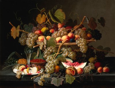 果物のある静物、1852年。 作： Severin Roesen
