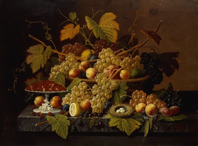 果物のある静物、1854 作： Severin Roesen