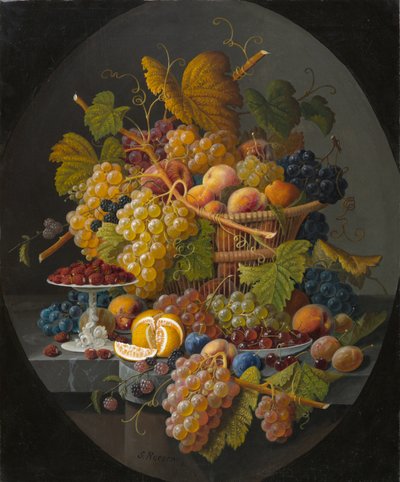 果物のある静物、1855-1860年頃 作： Severin Roesen