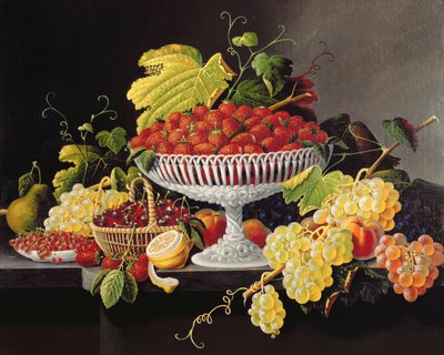 イチゴのある静物（キャンバスに油彩） 作： Severin Roesen