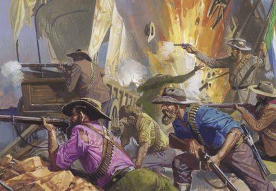 イギリス軍から陣地を守るボーア軍 作： セヴェリーノ・バラルディ