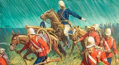 ズールー戦争におけるチェルムスフォード卿とその部下たち 作： セヴェリーノ・バラルディ