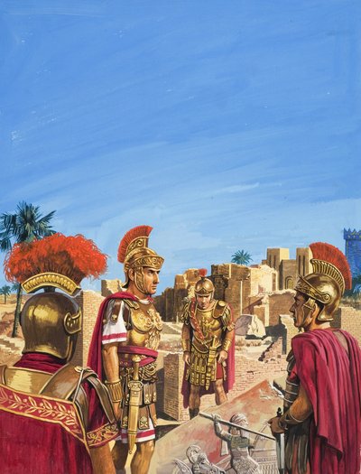 バビロンの黄金時代の名残を賞賛するローマ人（紙にグワッシュ） 作： セヴェリーノ・バラルディ