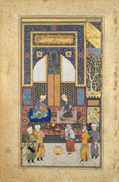 インテリア レセプション、フォリオ 36r、サディのブスタンから。 1525-35。 作： Shaikh Zada