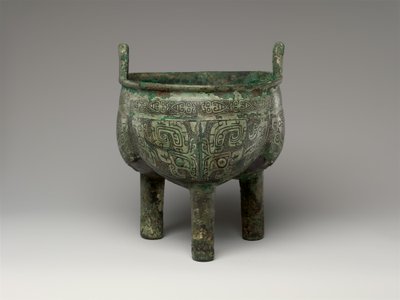 裂け目のある三脚型大壺、安陽時代後期 作： Shang Dynasty Chinese School