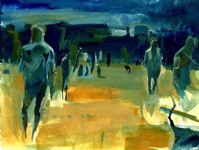 公園の中の人物、2024年（アクリル、コラージュ） 作： Shaun Carey