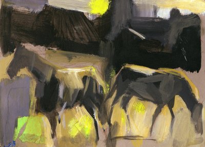 灰色の馬、2024年（紙にグワッシュ） 作： Shaun Carey