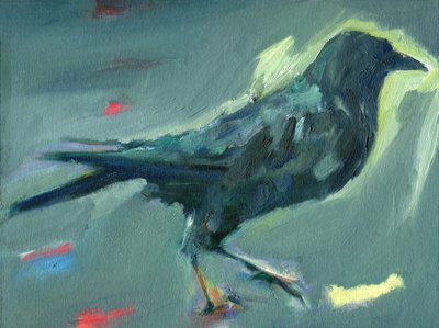 Walking Crow, 2024（キャンバスボードに油彩） 作： Shaun Carey