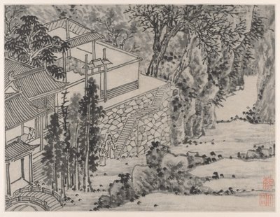 蘇州虎丘十二景：悟りを開いた石の隠れ家 作： Shen Zhou