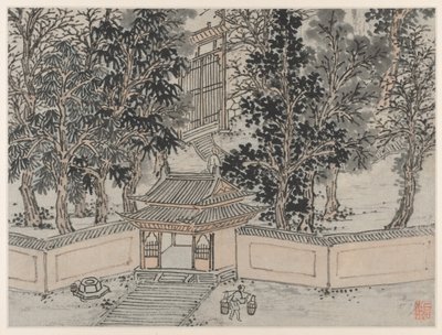 蘇州タイガーヒルの12の景色：1490年後のバックゲートのタイガーフライトスプリング。 作： Shen Zhou