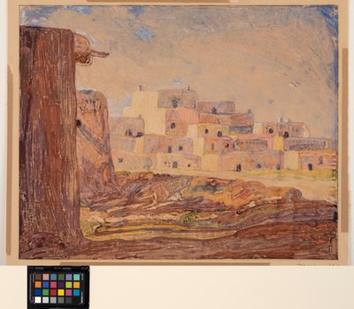 インディアンビレッジ、1928年頃（紙にモノタイプ） 作： Sherman Trease