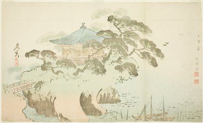 寺院のホール 作： Shibata Zeshin