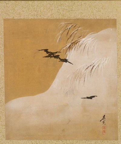 善信公画帖 雪鳥図 作： Shibata Zeshin