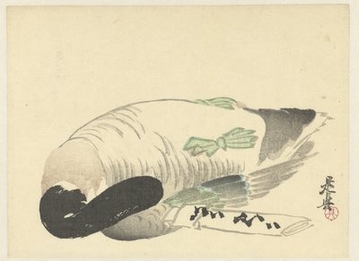 折りたたまれた手紙の横に死んだアヒル 作： Shibata Zeshin