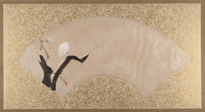 19世紀後半の木の切り株の白鷺。 作： Shibata Zeshin