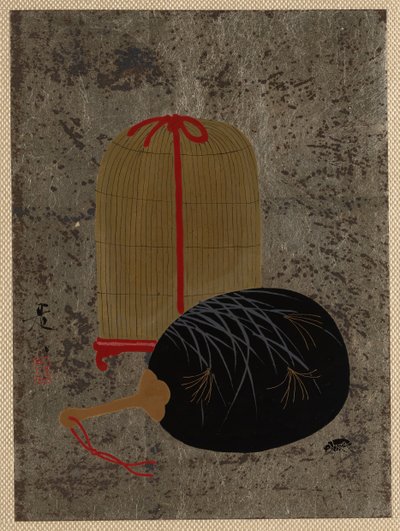 ファンと虫かご。 作： Shibata Zeshin