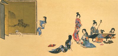 レクリエーション中の女性のグループ、「国華」誌のイラスト 作： Shibata Zeshin