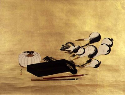 印籠、筆、人形の頭、日本 作： Shibata Zeshin