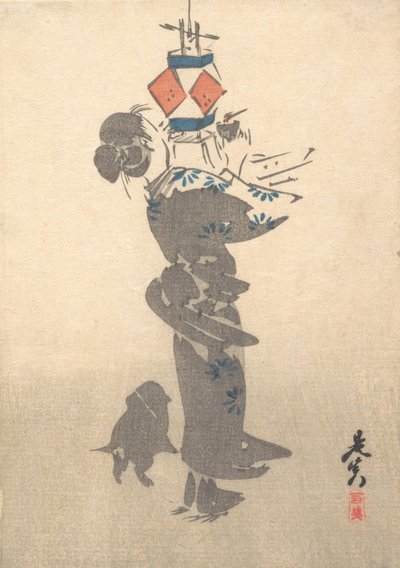 お盆の提灯に灯をともす, 1860., 1860. 作： Shibata Zeshin