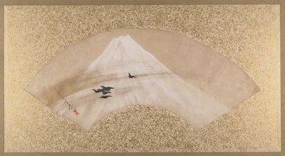 19世紀後半の鳥のいる山々。 作： Shibata Zeshin