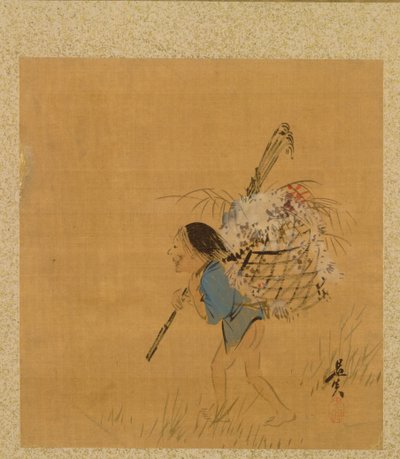 ゼシン ゼシン 画帖 かごをもった百姓 作： Shibata Zeshin