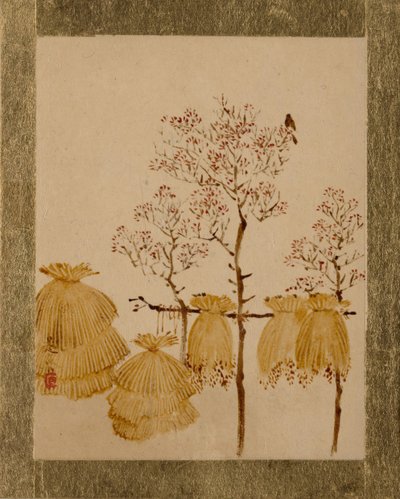 米のスタックと木。 作： Shibata Zeshin