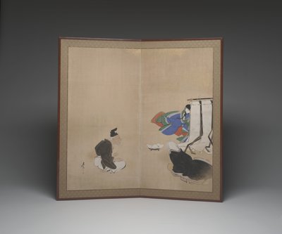 竹取物語（紙にインク、色、金） 作： Shibata Zeshin
