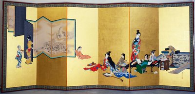 4つのエレガントな娯楽-音楽、囲碁のゲーム 作： Shibata Zeshin