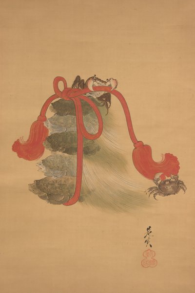 亀とカニ、19世紀。 作： Shibata Zeshin