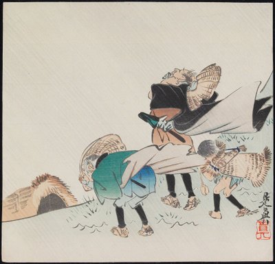 嵐の中の旅人 作： Shibata Zeshin