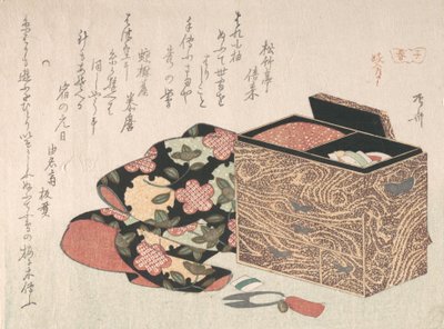 女性の作業箱と寝具、おそらく 1816 年、おそらく 1816 年。 作： Shinsai
