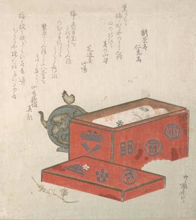赤漆箱と水壷、19世紀., 19世紀. 作： Shinsai