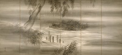 ホタルのいる川の風景、1874 作： Shiokawa Bunrin