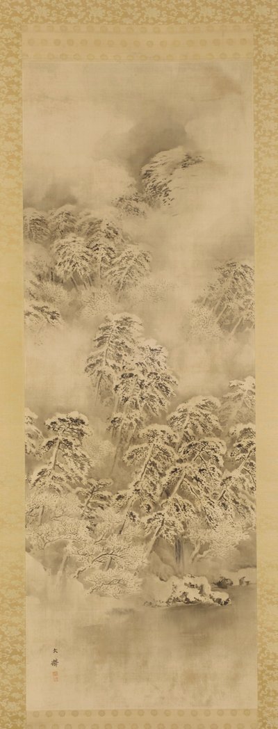 冬の風景、江戸時代または明治時代、約。 1865-1870。 作： Shiokawa Bunrin
