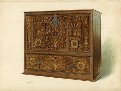 ジョージ・ドナルドソン卿（クロモリト）の財産である象嵌細工を施したキャビネット 作： Shirley Charles Llewellyn Slocombe
