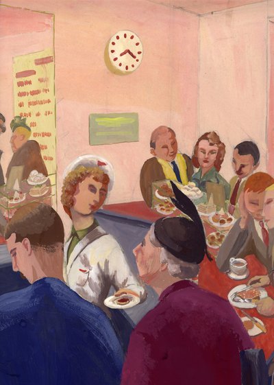 カフェのインテリア、ロンドン、1950 年頃。 作： Shirley Markham